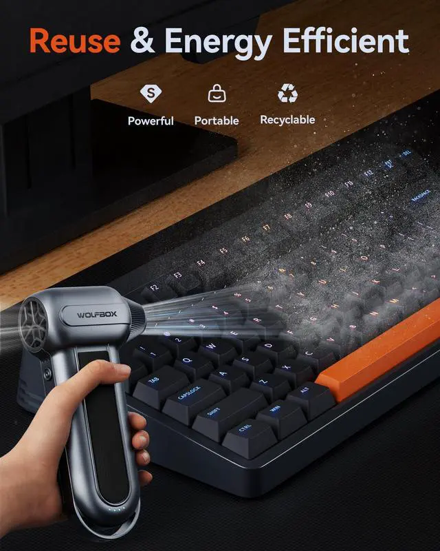 Alt view image 3 of 7 - MF100 Electric Air Duster-150000RPM Super Power Cordless Air Duster, Rechargeable Brushless Motor Durable Blower, 3-Gear Adjustable Dust Blower for Computer, Keyboard, Outdoor, House and Car