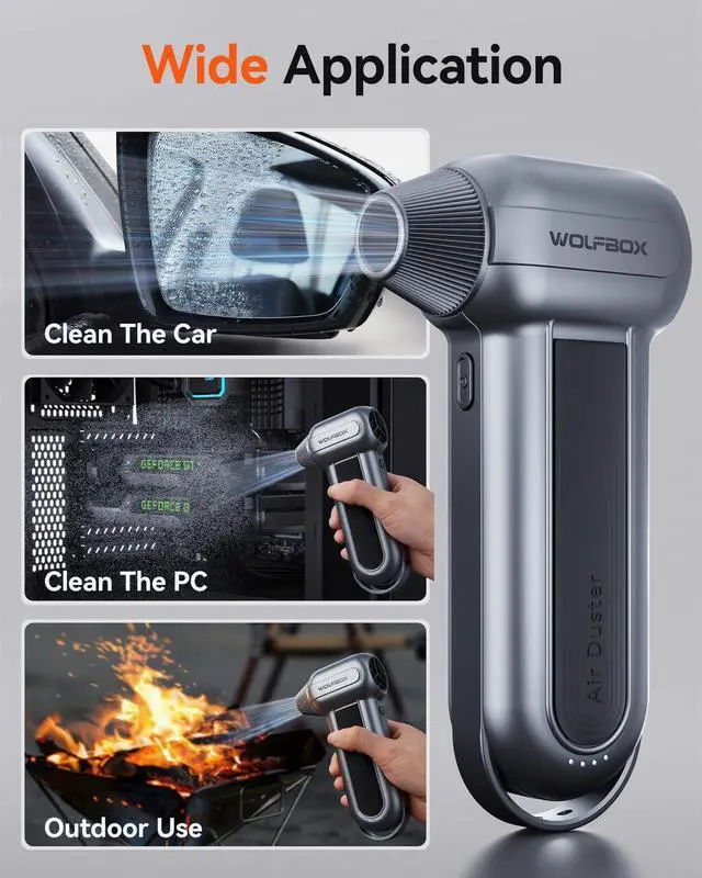 Alt view image 5 of 7 - MF100 Electric Air Duster-150000RPM Super Power Cordless Air Duster, Rechargeable Brushless Motor Durable Blower, 3-Gear Adjustable Dust Blower for Computer, Keyboard, Outdoor, House and Car