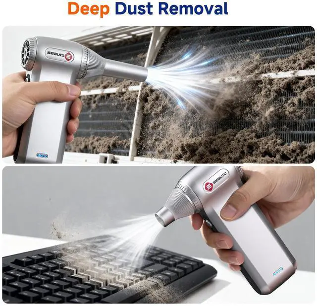 Alt view image 3 of 7 - Compressed Air Duster-125,000 RPM Cordless Electric Air Duster, Rechargeable Super Power Air Blower with 3-Gear Turbo Fan, Air Blower for PC, Keyboard, Outdoor, Car & Home