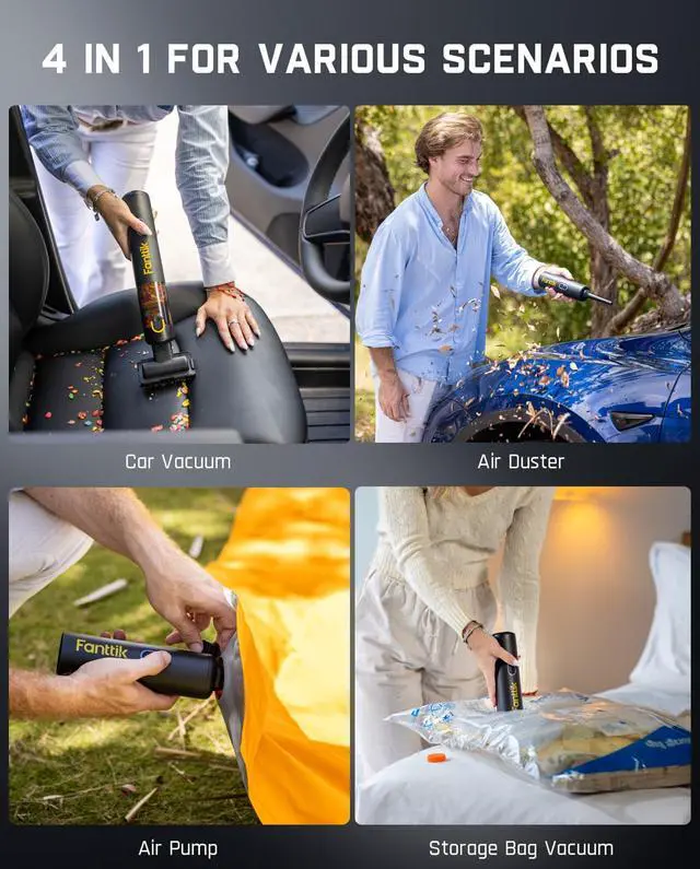 Alt view image 2 of 7 - Slim V8 APEX Car Vacuum, 4-in-1 Portable Mini Cordless Vacuum with 19000pa Suction Power, Type-C Charge, 2 Suction Modes, Handheld Vacuum for Small Jobs, Car, Office Desk, Keyboards (Black)