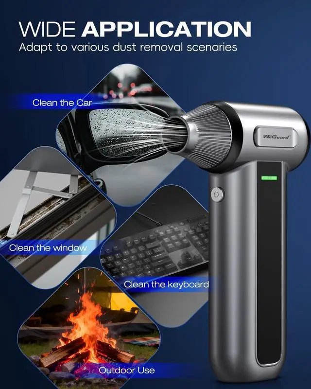 Alt view image 5 of 7 - W22 Compressed Air Duster, 180000RPM Cordless Electric Air Duster with Brushless Motor - Rechargeable & 3 Speed Adjustable - Dust Cleaner for Keyboard, Computer, Outdoor, House and Car