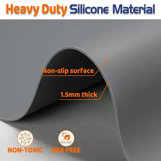 Alt view image 4 of 7 - Silicone Mat,78.7x 23.6 Heat Resistant Mats for Countertop,Extra Large Countertop Protector Mat, Multi-functional Cuttable Kitchen Counter Mat, Silicone Mats for Kitchen Counter/Crafts- Grey