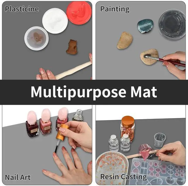 Alt view image 4 of 7 - 2MM Extra Thick Silicone Kitchen Counter Mat, 47.2" x 23.6" Non-Slip Heat Resistant Countertop Protector, Extra Large Craft and Kitchen Mat, Semitransparent,2Pack