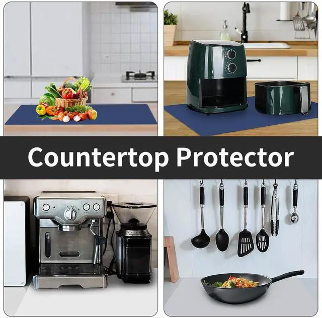 Alt view image 3 of 7 - 2MM Extra Thick Silicone Kitchen Counter Mat, 47.2" x 23.6" Non-Slip Heat Resistant Countertop Protector, Extra Large Craft and Kitchen Mat, Semitransparent,2Pack