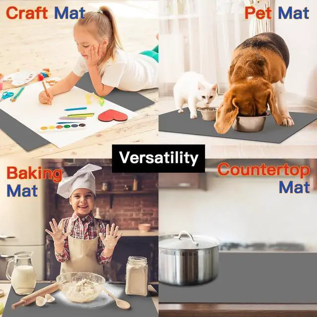 Alt view image 7 of 7 - Largest Silicone Mats for Kitchen Counter, 120" x 24" Extra Large Heat Resistant Counter Mat, Kitchen Island Waterproof Thicken Non-slip Countertop Protector Mat, Multipurpose Mats, Black