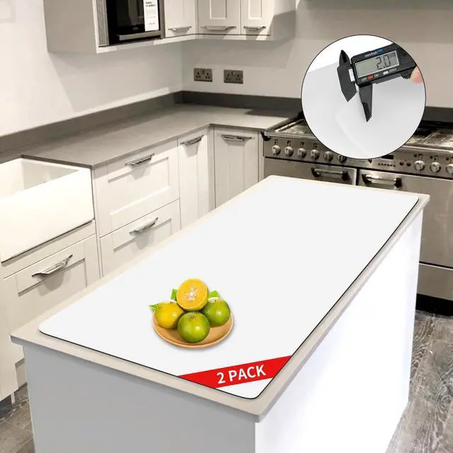 Main image of 2MM Extra Thick Silicone Kitchen Counter Mat, 47.2" x 23.6" Non-Slip Heat Resistant Countertop Protector, Extra Large Craft and Kitchen Mat, Semitransparent,2Pack