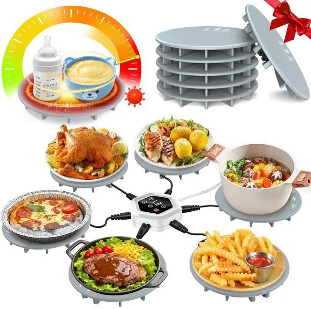 Main image of Warming Mat for Food,Upgrade 6-Pad Food Warming Mat,Fast Heating Silicone Warmer Tray with 3 Level Temperature & 3 Timer,Warmer Pad Chafing Dishes Hot Plate for Buffet Parties Gatherings Home Travel