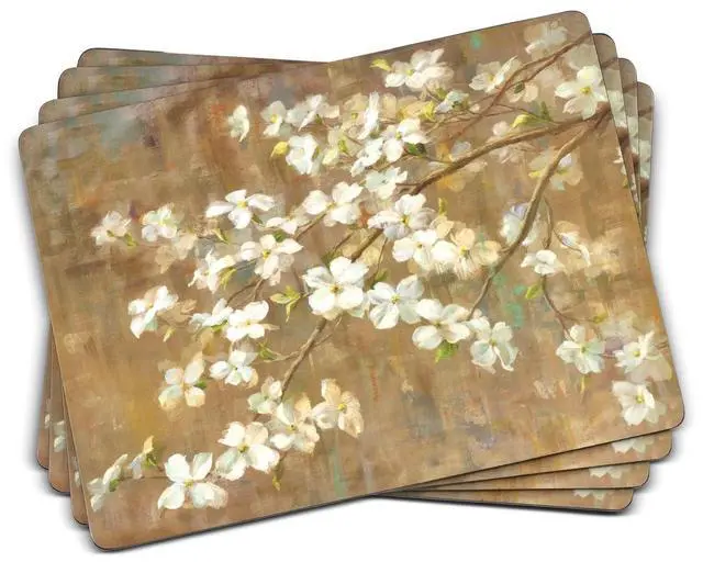 Main image of Exclusive Art Collection Placemats & Coasters Set (15.7" x 11.7") Cork-Backed Boards with Lacquered Finish, Heat & Stain Resistant Table Mats for Dining, Kitchen & Coffee Accessories