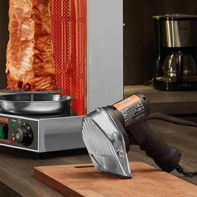 Alt view image 7 of 7 - Electric Shawarma Knife, 80W Professional Turkish Kebab Knife, Commercial Stainless Steel Gyro Cutter, Doner Kebab Meat Slicer with 2 Blades, 4/100mm Blade Diameter, 0-8mm Adjustable Thickness