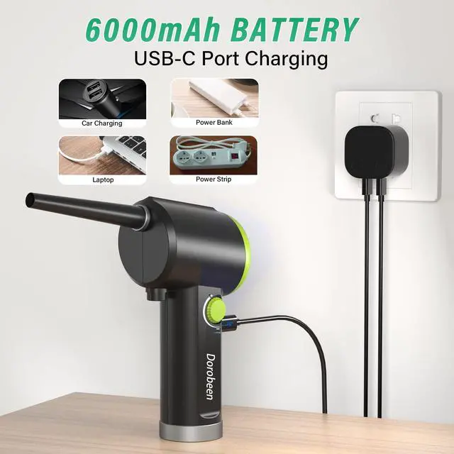 Alt view image 2 of 7 - Compressed Air Duster, Cordless Handheld Air Blower, Stepless Speed, 41000RPM, Portable Rechargeable Built-in Battery, Electric Air Duster for Computer Keyboard Electronics Cleaning