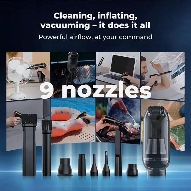 Alt view image 2 of 7 - Electric Compressed Air Duster|300000RPM Vacuum Cleaner|3 Gear Adjustable|Super Wind Power| Rechargeable Brushless Motor|for Deep Computer Clean, Keyboard, Car, Home,Outdoor