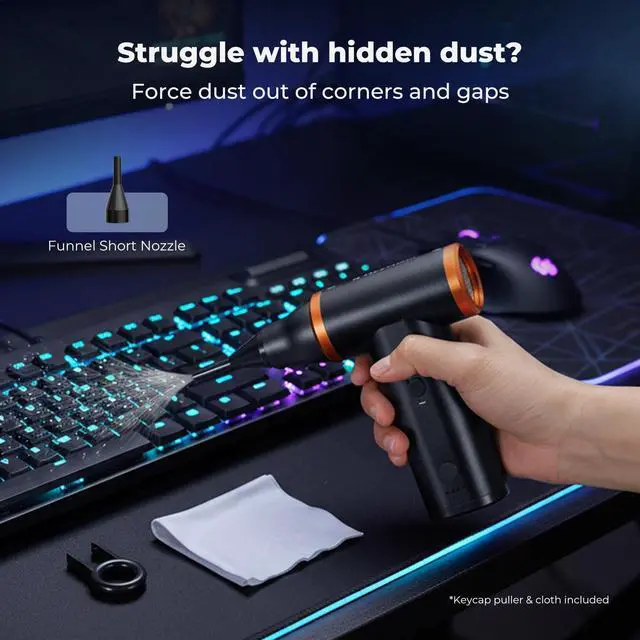 Alt view image 5 of 7 - Electric Compressed Air Duster|300000RPM Vacuum Cleaner|3 Gear Adjustable|Super Wind Power| Rechargeable Brushless Motor|for Deep Computer Clean, Keyboard, Car, Home,Outdoor
