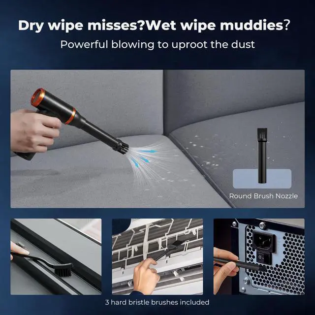 Alt view image 6 of 7 - Electric Compressed Air Duster|300000RPM Vacuum Cleaner|3 Gear Adjustable|Super Wind Power| Rechargeable Brushless Motor|for Deep Computer Clean, Keyboard, Car, Home,Outdoor