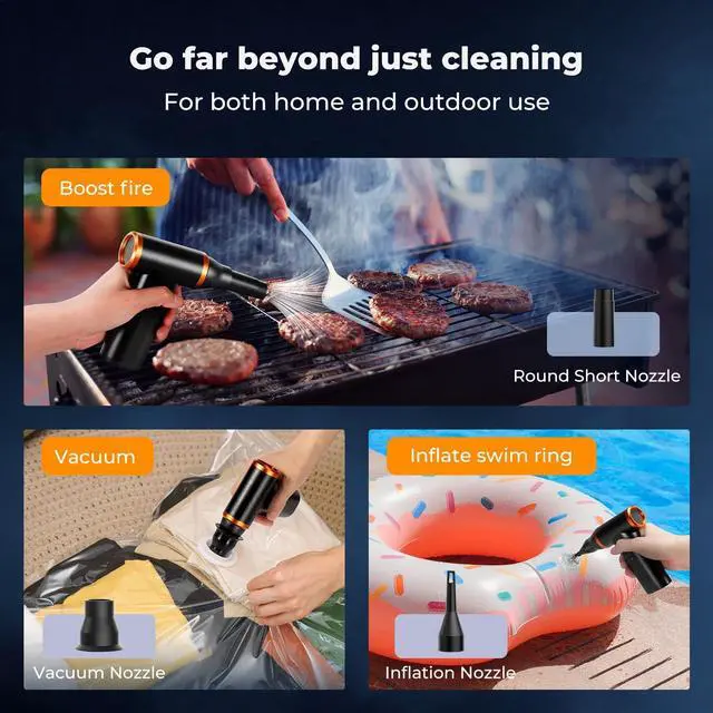 Alt view image 7 of 7 - Electric Compressed Air Duster|300000RPM Vacuum Cleaner|3 Gear Adjustable|Super Wind Power| Rechargeable Brushless Motor|for Deep Computer Clean, Keyboard, Car, Home,Outdoor