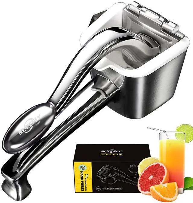 Main image of Lemon Squeezer Stainless Steel, Manual Juicer Citrus Lime Orange Fruit Squeezer Heavy Duty Ergonomic Handle Labor-saving Large Capacity Juice Press Hand Handheld Juicer