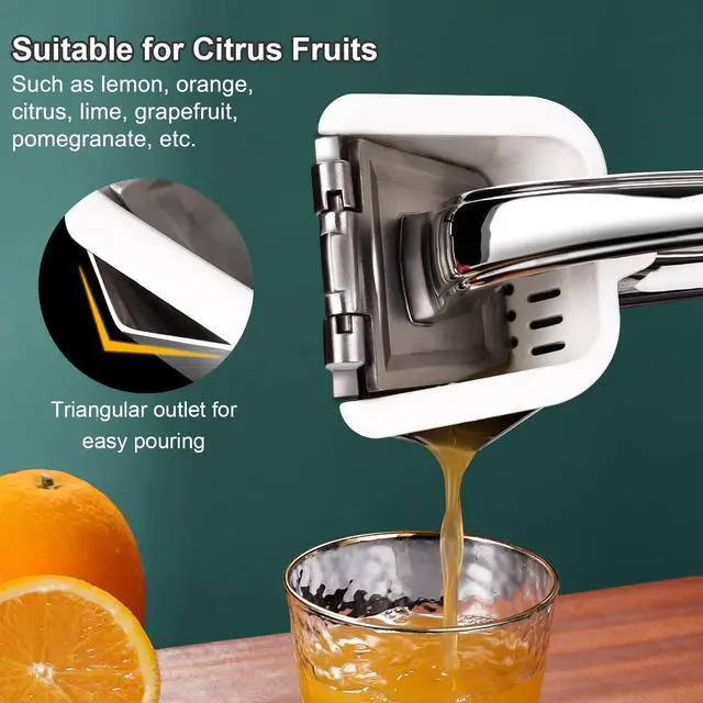 Alt view image 4 of 6 - Lemon Squeezer Stainless Steel, Manual Juicer Citrus Lime Orange Fruit Squeezer Heavy Duty Ergonomic Handle Labor-saving Large Capacity Juice Press Hand Handheld Juicer