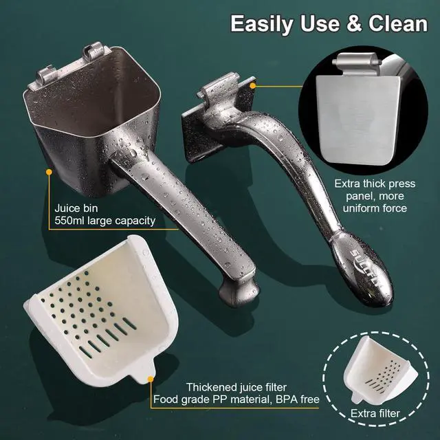 Alt view image 6 of 6 - Lemon Squeezer - Stainless Steel Citrus Juicer, Heavy Duty Manual Juicer for Lemons, Limes, Oranges, Pomegranates