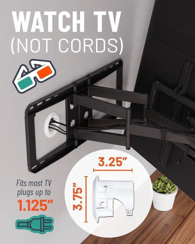 Alt view image 3 of 7 - in-Wall Cable Management Kit for Power & Low Voltage Cords Hide TV Wires Behind The Wall Includes 3.75 Diameter x 3.25 Depth Modules, 6ft Extension Cord, Drywall Hole Saw Attachment