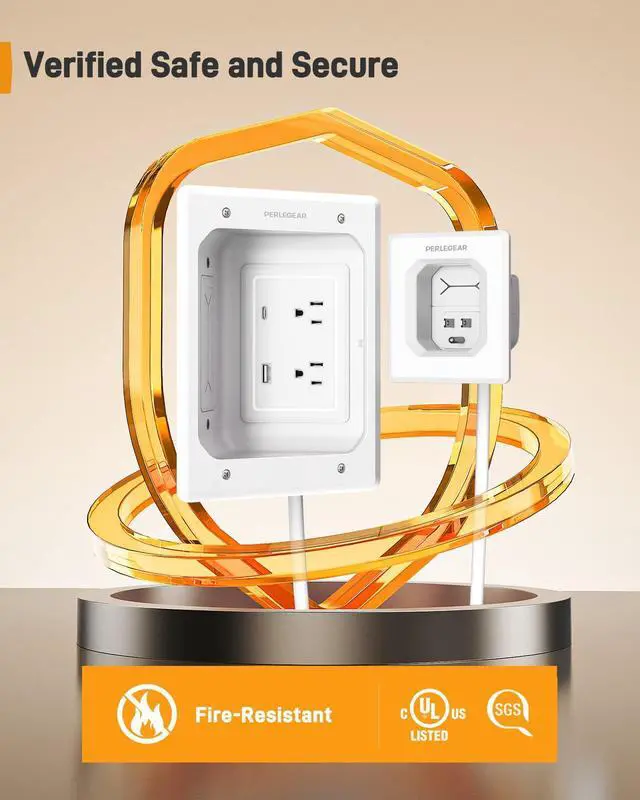 Alt view image 4 of 7 - TV in-Wall Cable Management Kit, USB and Typ C Ports Cord Hider for Wall Mount TV with Recessed Power, Includes Drill Templates, Dust Bags, Drywall Saw, Extension Cable