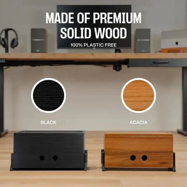 Alt view image 2 of 7 - Extra Large Cable Management Box, Wood Cord Hider Box & Organizer for Power Strip, TV Wires & Desk Cable Storage
