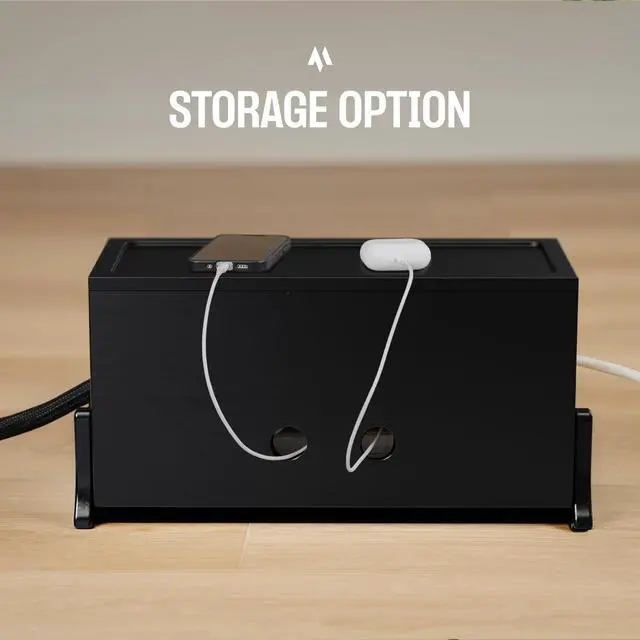 Alt view image 6 of 7 - Extra Large Cable Management Box, Wood Cord Hider Box & Organizer for Power Strip, TV Wires & Desk Cable Storage