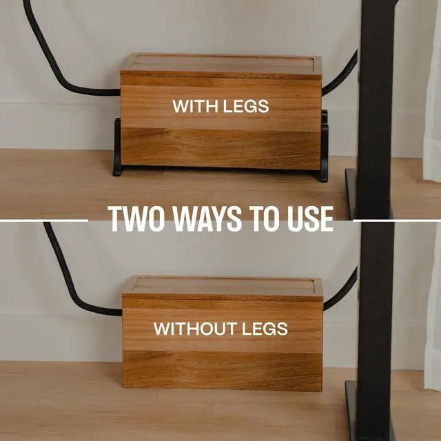 Alt view image 6 of 6 - Extra Large Cable Management Box, Wood Cord Hider Box & Organizer for Power Strip, TV Wires & Desk Cable Storage