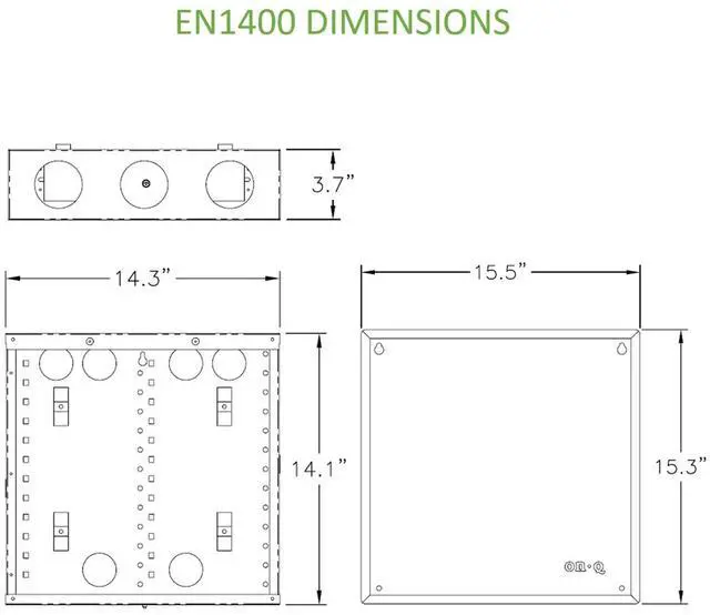 Alt view image 7 of 7 - Legrand - OnQ 14 Inch Cable Management, In-Wall 20-Gauge Media Box, Structured Wiring Enclosure with 2.5 Inch Openings for Wires, Glossy White, EN1400