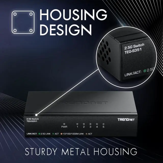 Alt view image 5 of 7 - 5-Port 2.5Gb Switch, TEG-S351, 5 x 2.5G RJ45 Ports, 25Gbps Switching Capacity, NDAA + TAA Compliant, Ethernet Splitter, for Game Console, NAS, PC, Lifetime Protection