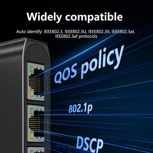 Alt view image 3 of 7 - Gigabit PoE Switch 1 to 4-1000M POE Splitter 1 in 4 Out, Total 90W with 4PoE+ Extender, Compatible with Cat5/5e/6/7/8 Cable, Plug & Play, 4 Port Network Switch for Security IP Camera AP