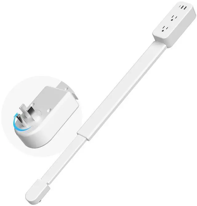 Main image of Electrical Outlet Extender Long Stick with 180° Swivel | Extends 23-35 in for Hard-to-Reach Places | 2 AC Outlets + 3 Ports (USB-C/USB-A) for Bed, Dorm, Office & Sofa