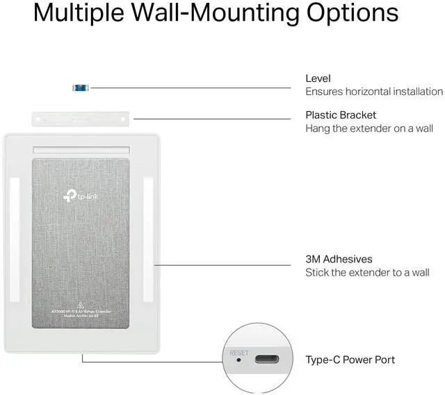 Alt view image 6 of 7 - AX3000 Wall-Mounted Wi-Fi 6 Range Extender Archer Air E5 | Ultra-Thin & Compact | Up to 2,700 sq. ft. | Dual Band Wi-Fi | Smart Beamforming Antennas | EasyMesh | Mounting Materials Included