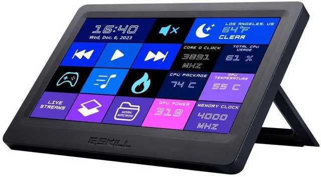 Main image of WigiDash PC Command Panel - 7 inch Touch Display, Up to 20 (5x4) Widget Grid, Customizable Hotkeys/Shortcuts/Widgets, Monitor System Performance (Windows 10 and 11, USB Powered)