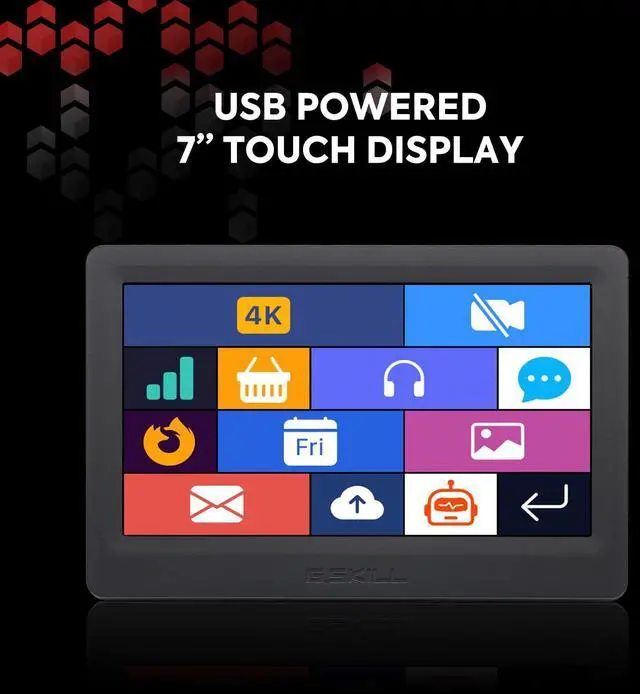 Alt view image 4 of 6 - WigiDash PC Command Panel - 7 inch Touch Display, Up to 20 (5x4) Widget Grid, Customizable Hotkeys/Shortcuts/Widgets, Monitor System Performance (Windows 10 and 11, USB Powered)
