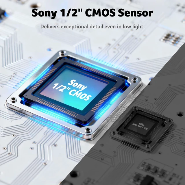 Alt view image 2 of 7 - 4K Webcam for PC/Mac with All-Metal Unibody Sculpted, Sony 1/2" Sensor, PDAF, 2 Noise Reduction Mics, Privacy Cover for Switch 2/Zoom/Teams/Facetime/YouTube/Google Meet