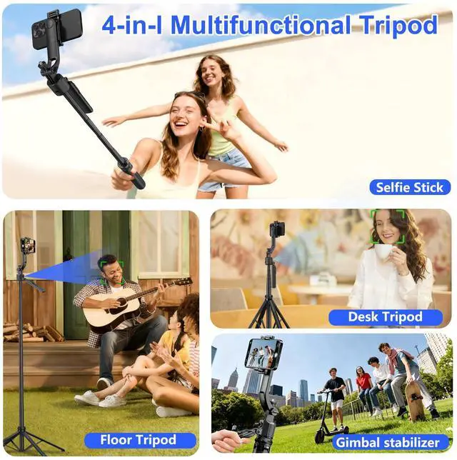 Alt view image 5 of 7 - Auto Face Tracking Tripod for iPhone with Light 63 Selfie Stick Tripod Stand Follows Your Movement 360° Phone Camera Tripod with Wireless Remote for Content Creator Vlog Live Stream Video Recording