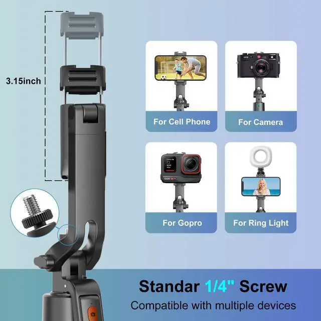 Alt view image 5 of 7 - 70" Auto Face Tracking Phone Tripod 360 Rotation,No App RequiredPhone Tripod for w/Fill Light and Remote Control, Smart Shooting Stand for Vlog/TIK Tok Live Streaming YouTube Video Record
