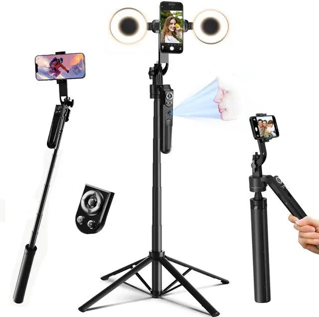 Main image of Auto Face Tracking Tripod for iPhone with Light 70.9 Selfie Stick Tripod Stand Follows Your Movement 360°Phone Camera Tripod with Wireless Remote for Content Creator Vlog Live Stream Video Recording
