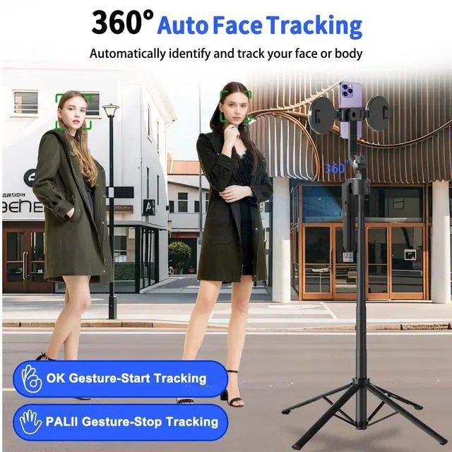 Alt view image 3 of 7 - Auto Face Tracking Tripod for iPhone with Light 70.9 Selfie Stick Tripod Stand Follows Your Movement 360°Phone Camera Tripod with Wireless Remote for Content Creator Vlog Live Stream Video Recording
