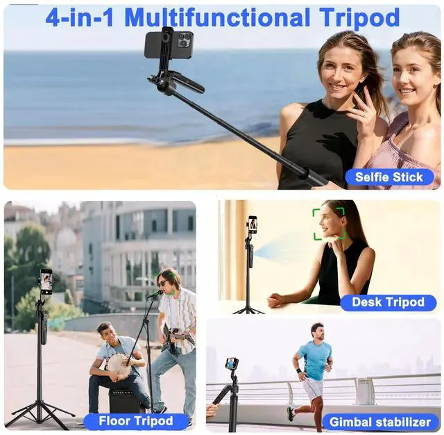 Alt view image 5 of 7 - Auto Face Tracking Tripod for iPhone with Light 70.9 Selfie Stick Tripod Stand Follows Your Movement 360°Phone Camera Tripod with Wireless Remote for Content Creator Vlog Live Stream Video Recording