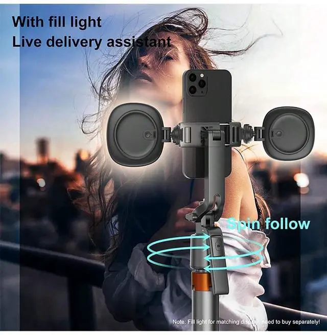 Alt view image 3 of 7 - Auto Face Tracking Phone Holder, 360° Rotation Phone Tripod with Wireless Remote and Phone Holder, Selfie Stick Tripod for iPhoneAndroid Phone, Applied to YouTube, Vlog/TIK Tok