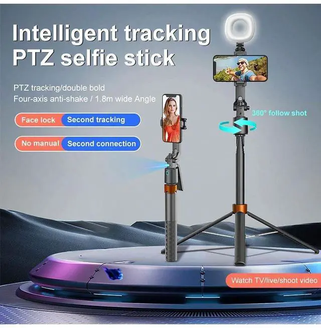 Alt view image 6 of 7 - Auto Face Tracking Phone Holder, 360° Rotation Phone Tripod with Wireless Remote and Phone Holder, Selfie Stick Tripod for iPhoneAndroid Phone, Applied to YouTube, Vlog/TIK Tok