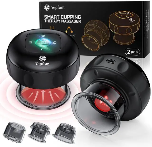 Main image of 5-in-1 Smart Dynamic Cupping Set, 12 Levels Cupping Kit for Massage Therapy with Red Ligh-t Therapy&Heat Penetrates for Targeted Pain Relief, Knots, Aches, Muscle Soreness - 2Pcs(Black&Black)