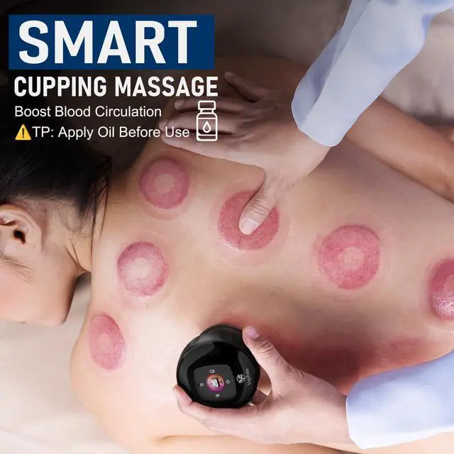 Alt view image 7 of 7 - 5-in-1 Smart Dynamic Cupping Set, 12 Levels Cupping Kit for Massage Therapy with Red Ligh-t Therapy&Heat Penetrates for Targeted Pain Relief, Knots, Aches, Muscle Soreness - 2Pcs(Black&Black)