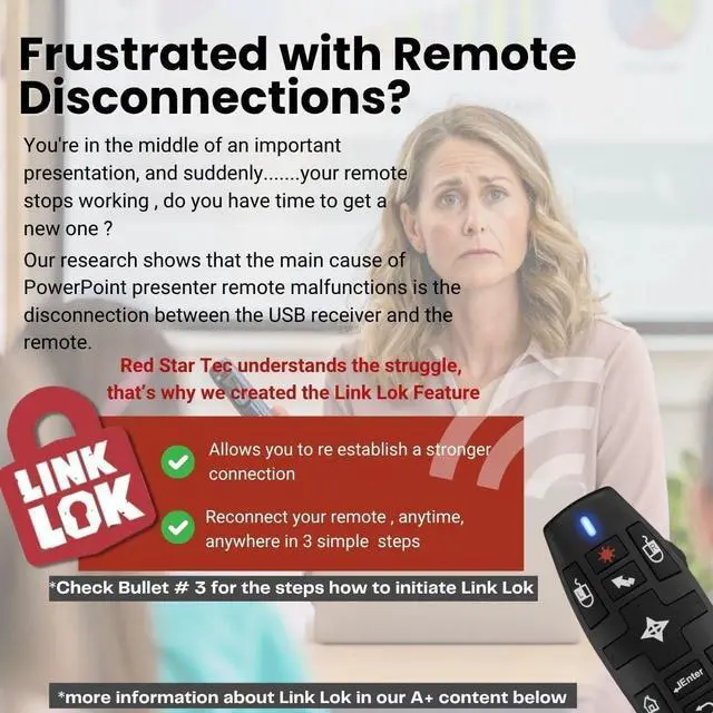 Alt view image 6 of 7 - PR-820 Wireless Presentation Clicker with Laser Pointer, PowerPoint Clicker with Air Mouse, Remote for Slideshows, Google Slides, Keynote & Smartboards, Mac/PC Compatible