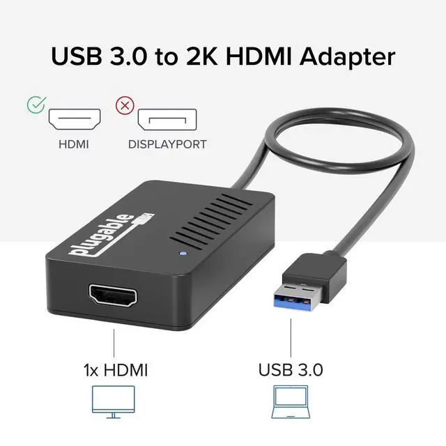 Alt view image 2 of 5 - USB 3.0 to HDMI Video Graphics Adapter DisplayLink Certified for Multiple Monitors up to 2560x1440 External USB to HDMI Adapter Compatible with Windows 11, 10, 7, XP, and macOS