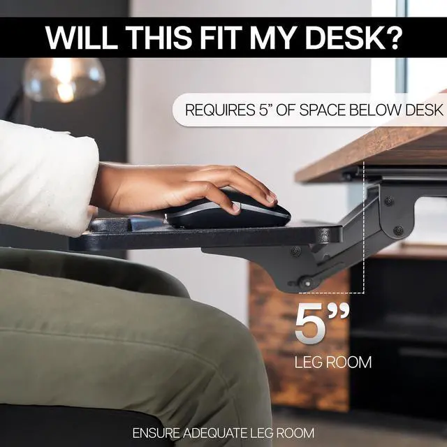 Alt view image 5 of 7 - Adjustable Computer Keyboard & Mouse Platform Tray Ergonomic Under Table Desk Mount Drawer Underdesk Shelf (MOUNT-KB03B)