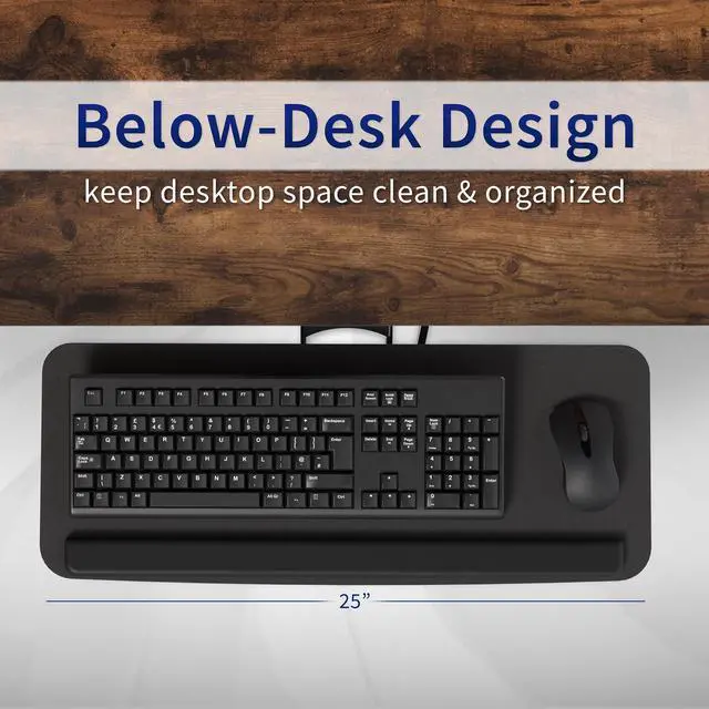Alt view image 7 of 7 - Adjustable Computer Keyboard & Mouse Platform Tray Ergonomic Under Table Desk Mount Drawer Underdesk Shelf (MOUNT-KB03B)