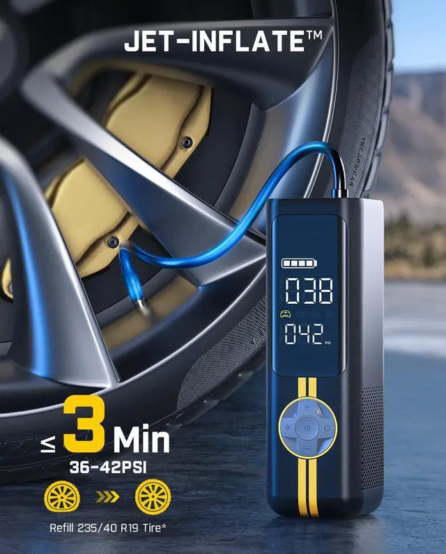 Alt view image 2 of 7 - X8 APEX EV Tire Inflator Portable Air Pump, 2X Faster Inflation, 150PSI Cordless Air Compressor with Powerful Battery, Fits Electric Cars, Cars, Motorcycles, Bikes, Balls