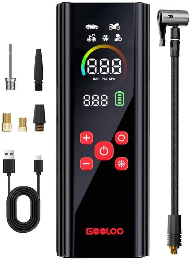 Main image of AP150 PRO Tire Inflator Portable Air Compressor, Upgraded UI Color LED Screen & 4X Faster Car Air Pump with Pressure Gauge, 12V Electric Tire Pump with Auto Shut-off for Car,Bike,Ball