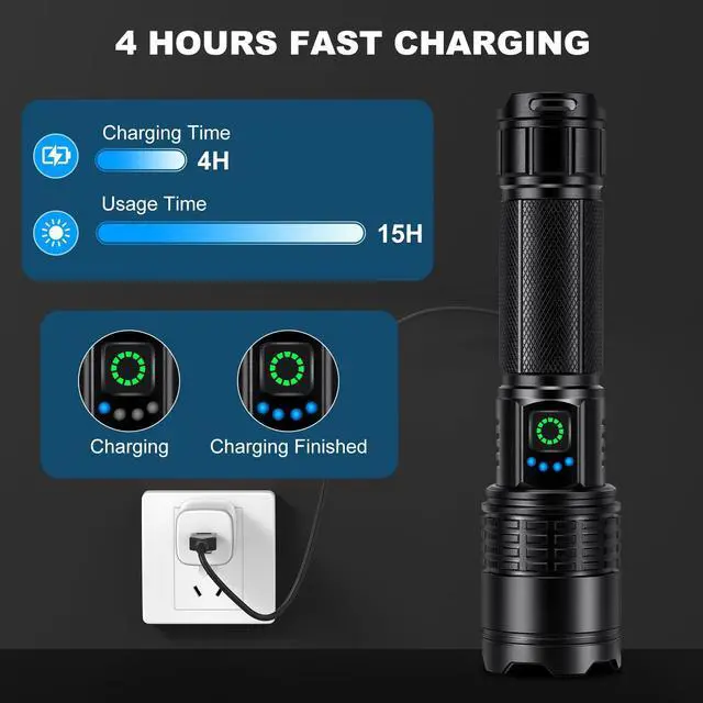 Alt view image 3 of 7 - Rechargeable Led Flashlight High Lumens - 99,000lm Bright Powerful Flash Light with 5 Modes, Waterproof Handheld Linterna for Home, Camping(3 Packs)